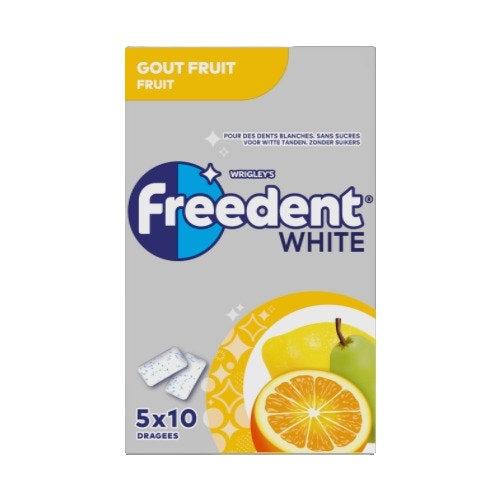 FREEDENT White Multipack Goût fruit 5x10 dragées