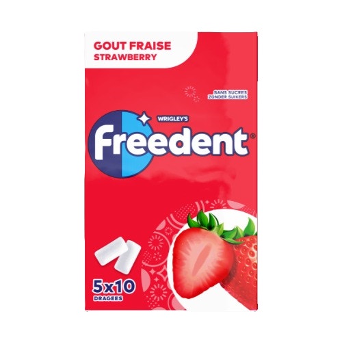 FREEDENT Classique Multipack Goût fraise 5x10 dragées
